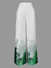 High Waisted Loose Pockets Printed Pants Trousers