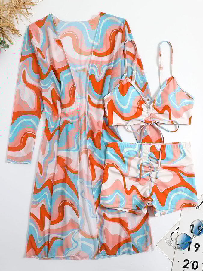 Fashion Sexy Printed Bikini Three Piece Set
