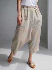 Elasticity Solid Color Loose Ninth Pants Casual Pants Bottoms