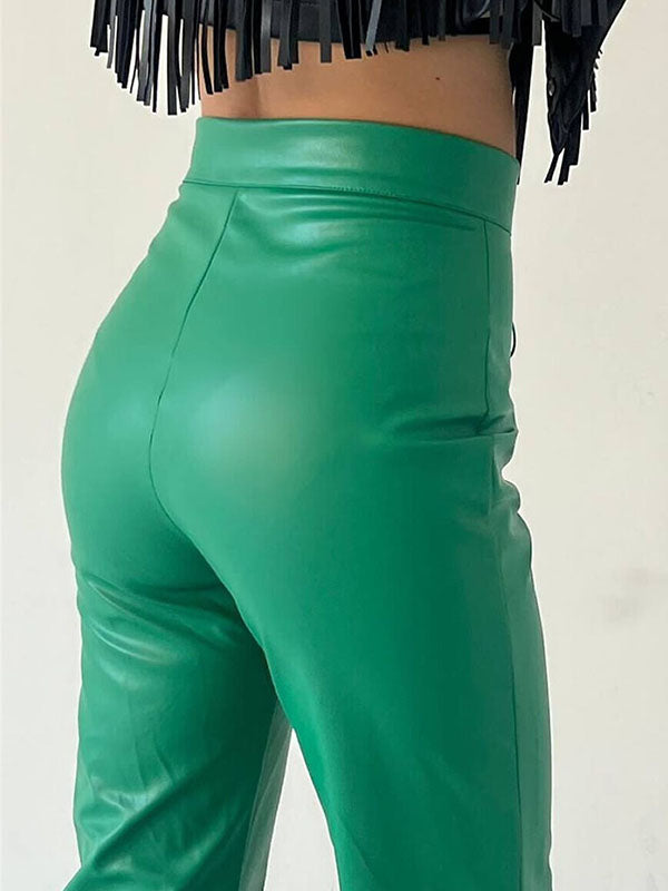 Lace-Up Split-Joint Flared High Waisted Trousers Pants