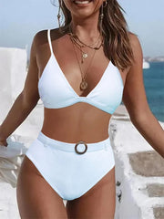 Solid Color High Waist Sexy Bikini