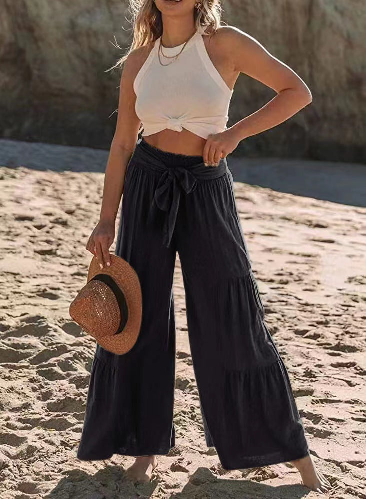 Women's High Waist Folded Wide Leg Pants