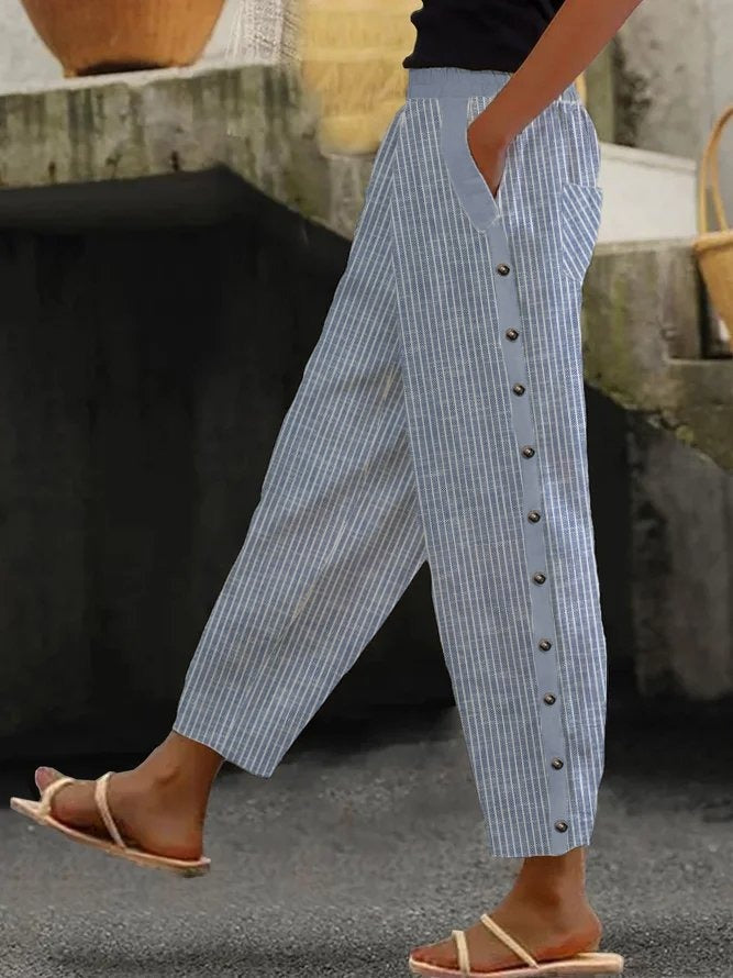 Women's Stripes Print Casual Trousers