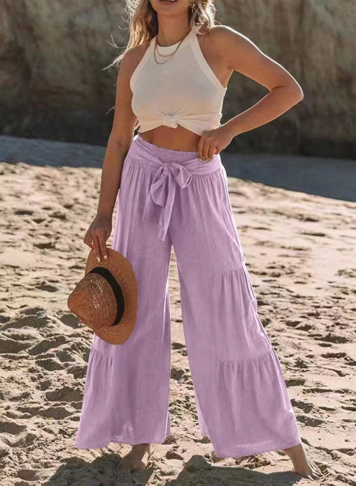 Women's High Waist Folded Wide Leg Pants