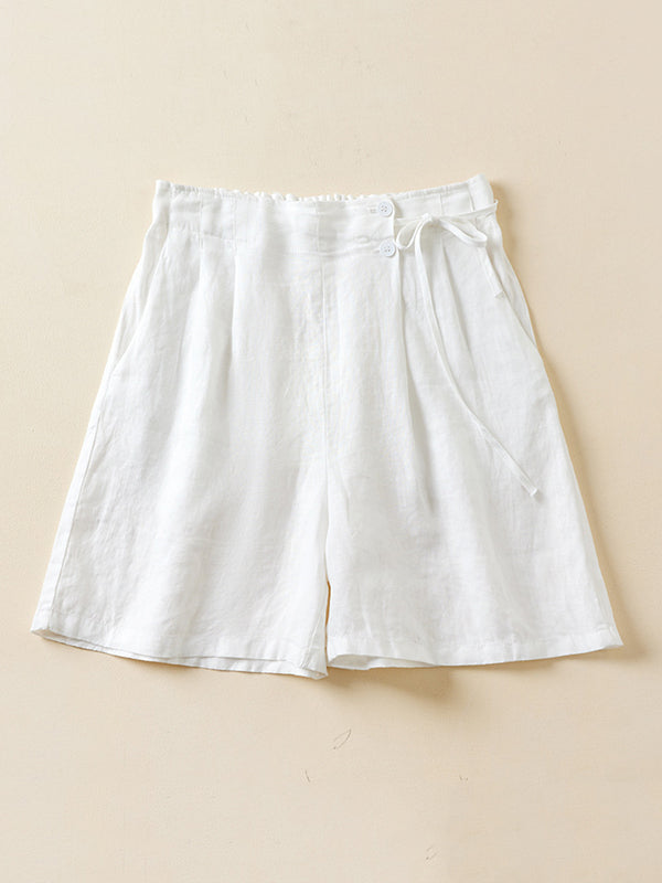 Elasticity Solid Color Loose Shorts Bottoms