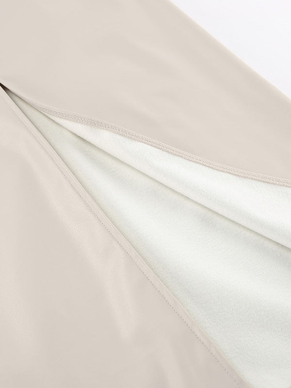 Pockets Solid Color Split-Front Zipper Skinny Wrap Skirts Bottoms