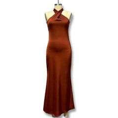 Bianca Cross Over Halter Neck Dress