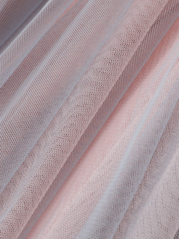 Original Simple Casual Irregular Solid Color Pleated Mesh Skirt