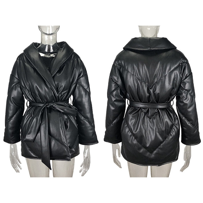Catalina Oversized Leather Parker Blanket Coat