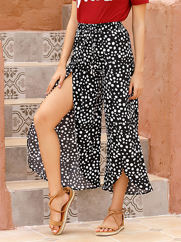 Original Split-Front Printed Wide Legs Pants