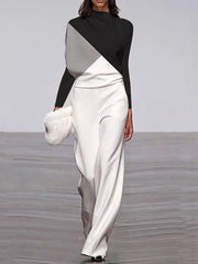 Black&White Split-Joint Wide Leg Jumpsuit