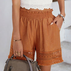 Women's Lace Spliced Wide Leg Pants