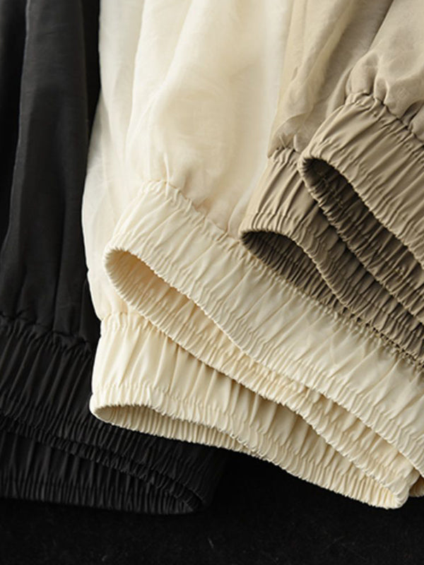 Simple Loose Solid Color Split-Joint Bubble Skirt