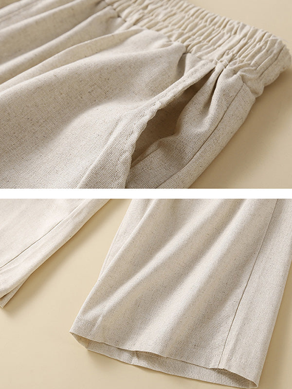 Simple Loose Wide Leg Elasticity Solid Color Casual Pants Bottoms