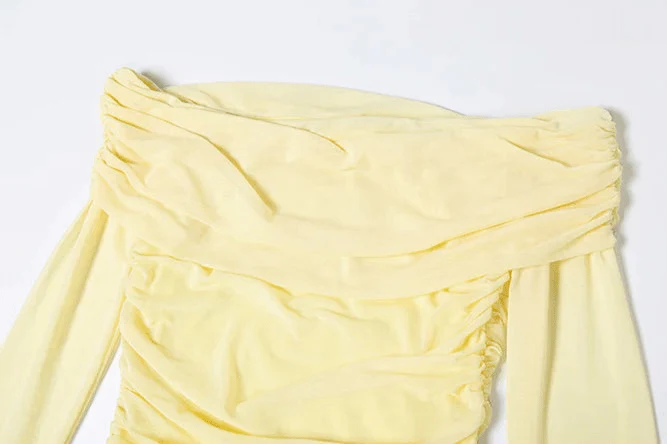 Elegant Full Sleeve Ruched Mini Dress