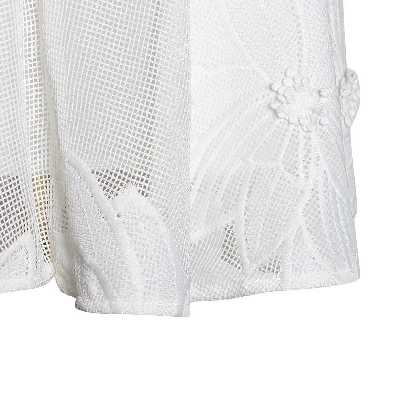 Elegant Lantern Long Sleeve High Waist White Mini Dresses