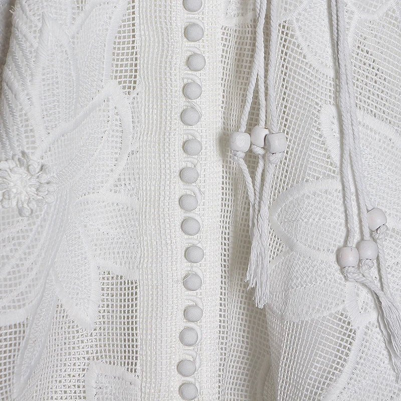 Elegant Lantern Long Sleeve High Waist White Mini Dresses