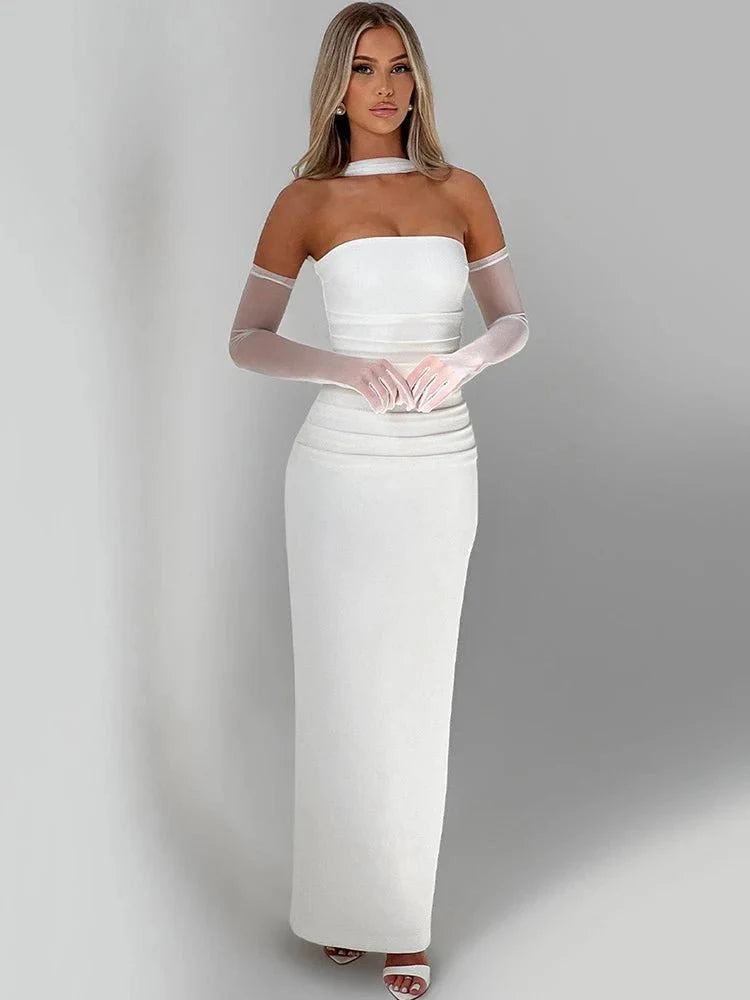 Elegant Long Dress with Scarf