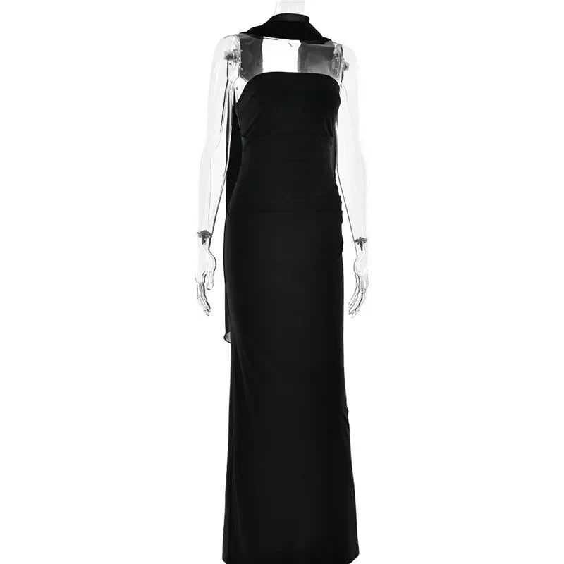 Elegant Long Dress with Scarf