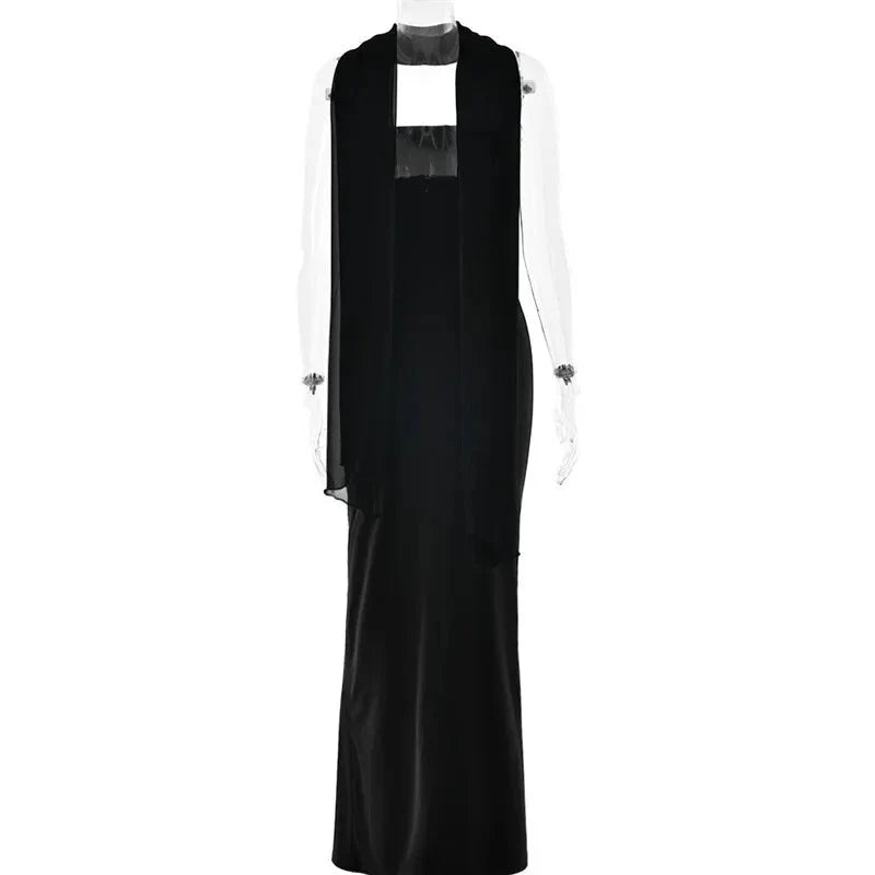Elegant Long Dress with Scarf