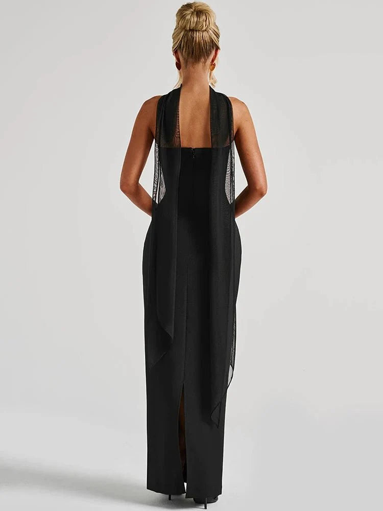 Elegant Long Dress with Scarf