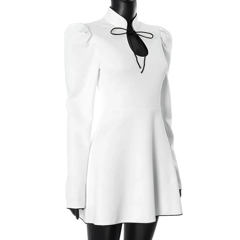 Elegant Stand Collar Short Dress