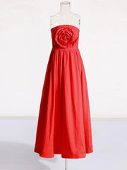 Elegant Strapless High Waist Long Dress