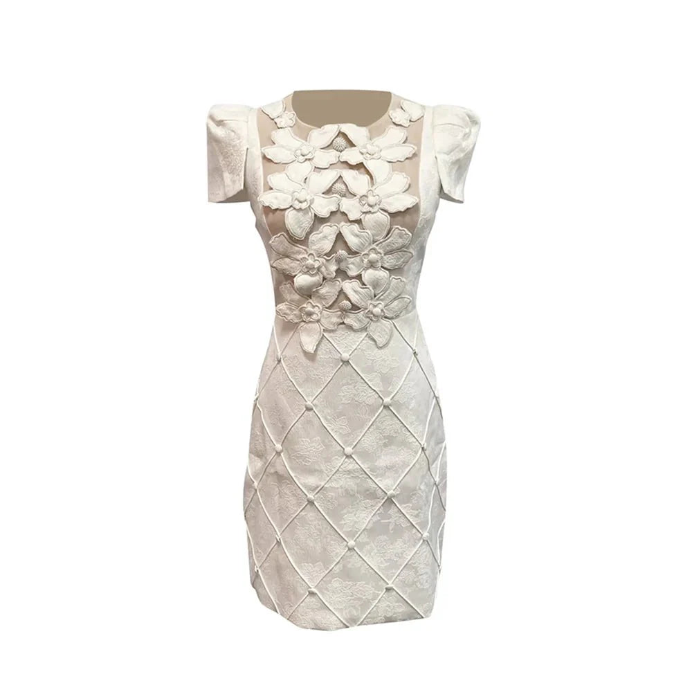 Embroidered A-Line Mini Dress