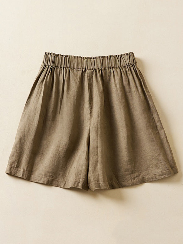 Elasticity Solid Color Loose Shorts Bottoms