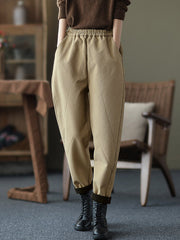 Thicken Velvet Elasticity Solid Color  Casual Pants
