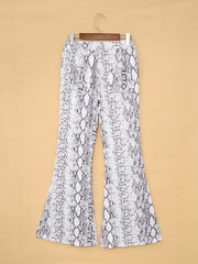 Women's Casual Pants Snake Print High Waist Flared Pants Slim Pants Wide Leg Pants