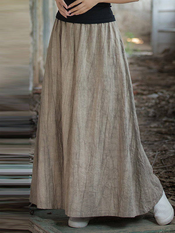 Elasticity Pockets Tie-Dyed Loose Skirts Bottoms