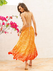 Vacation Loose Irregular Clipping Floral Printed Skirt
