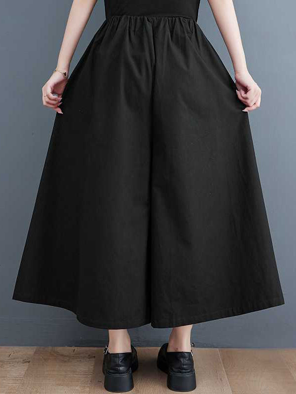 Abstract Printed Elasticity Loose Wide Leg Casual Pants Bottoms