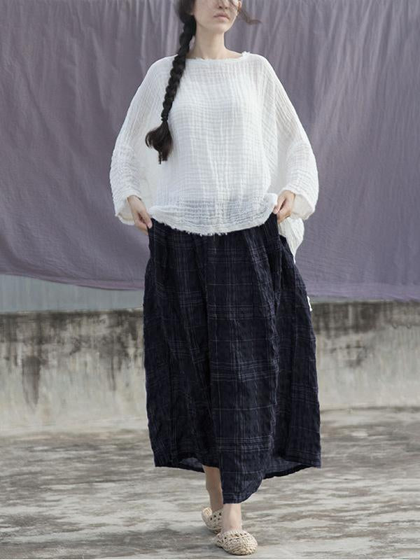 Elastic Simple Ramee Solid Skirt Bottom