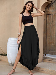 Casual Loose Irregularity Solid Color Wide Leg Pants Bottoms