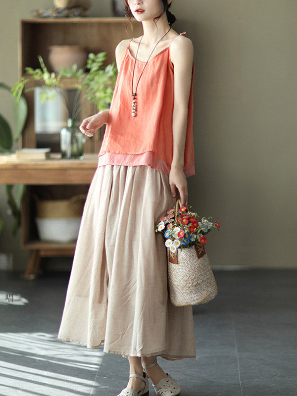 Casual Solid Color Empire A-Line Skirt