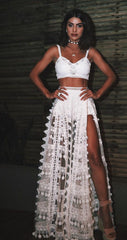 Gauze Crochet Two-Piece Suits
