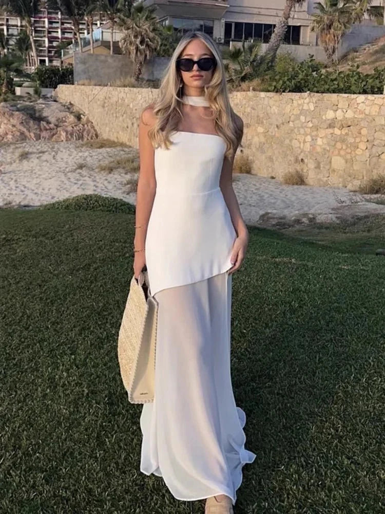 Fashion Strapless Mesh Dress