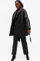 Catalina Oversized Leather Parker Blanket Coat