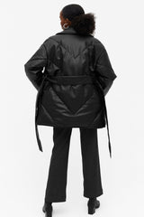 Catalina Oversized Leather Parker Blanket Coat