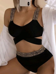 Women's Sexy Metallic Color Block Beach Sexy Bikini