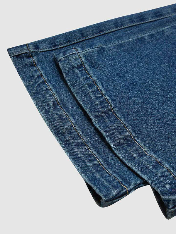 Drawstring Elasticity Gradient High Waisted Loose Jean Pants Bottoms