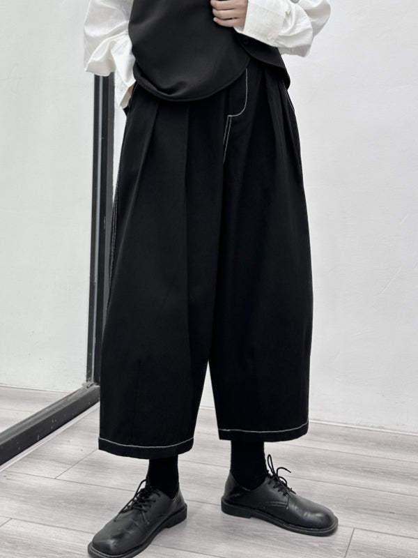 Elasticity Pleated Split-Joint Harem Pants High Waisted Ninth Pants