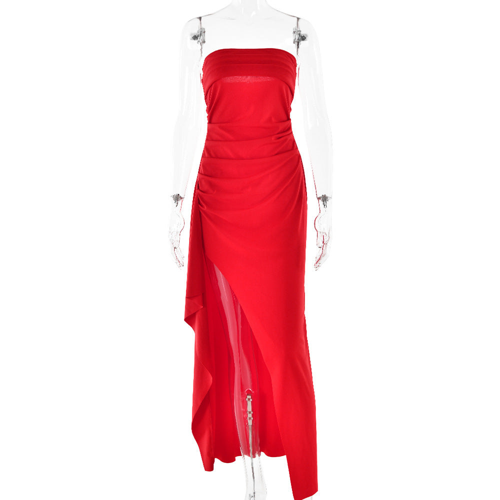 Selena Strapless Pleated Maxi Dress