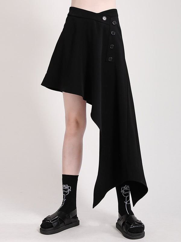 Stylish Irregular Split-Joint Black Skirt