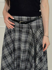Plaid Low Waist Irregular Skirt