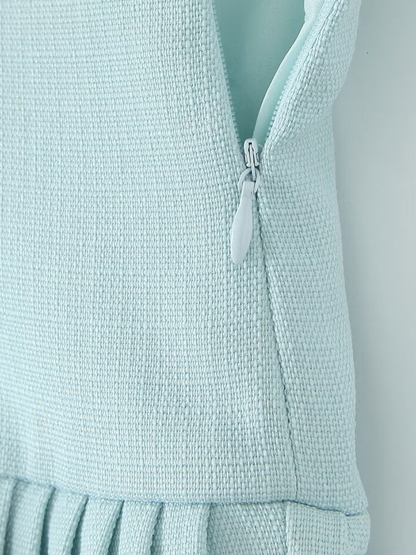 No Belt Pleated Solid Color Loose Skirts Bottoms