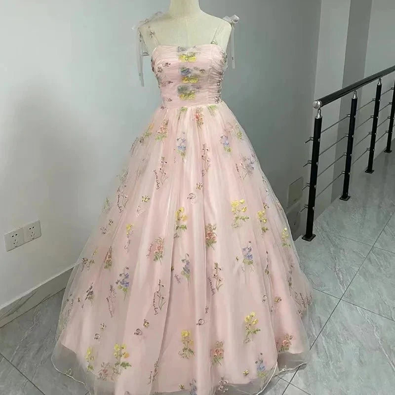 Floral Embroidery Long Formal Dress