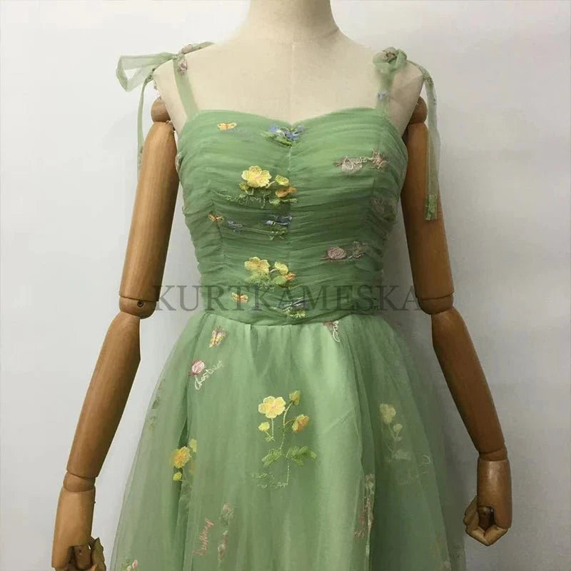 Floral Embroidery Long Formal Dress